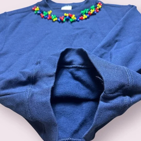 Vintage Baby TKE Basics Navy Blue Crewneck Sweatshirt Beaded Collar Size 18 Mon - Picture 5 of 10
